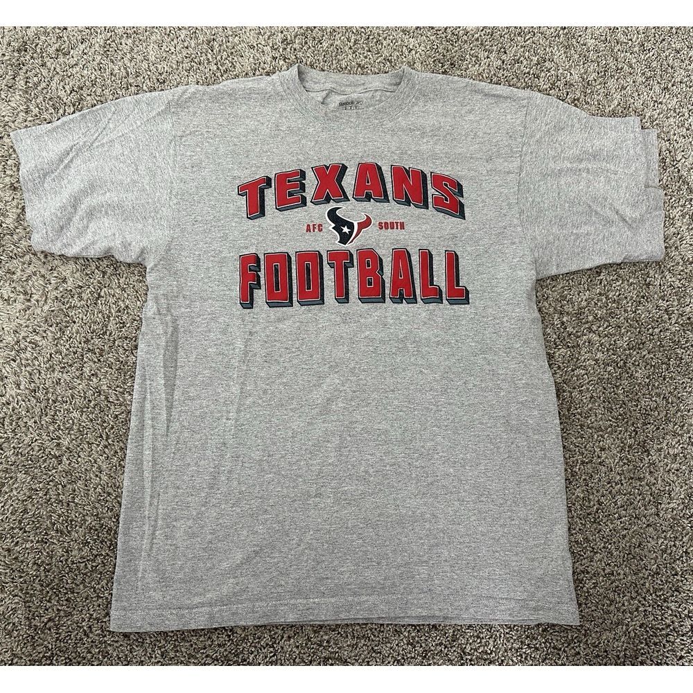 NFL Team Apparel Houston Texans Mens Gray Short Sleeve T Shirt Size M 3D Words